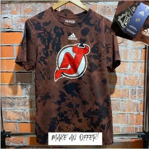 Custom made NJ Devils acid wash tee